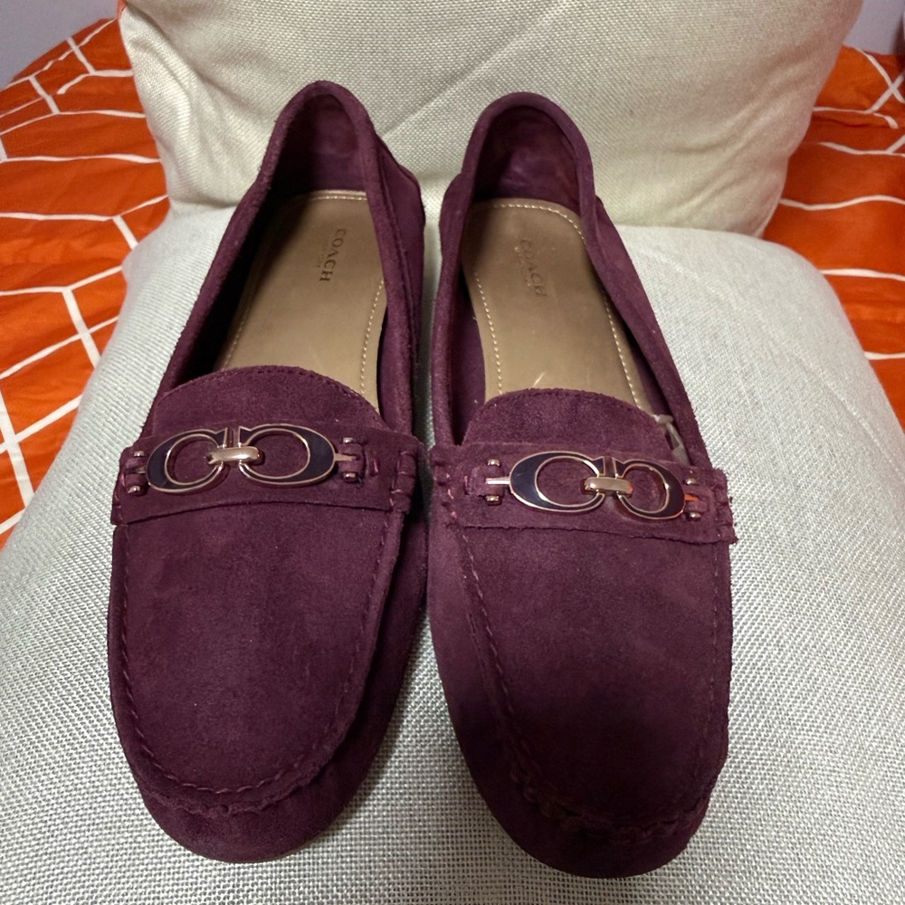 Coach Deep Burgundy Suede Loafers